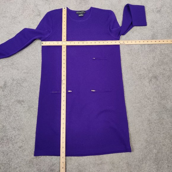 Andrea Jovine Women's Dress Size M Purple Wool Crew Neck Quiet Luxury Chic Warm - Picture 6 of 8